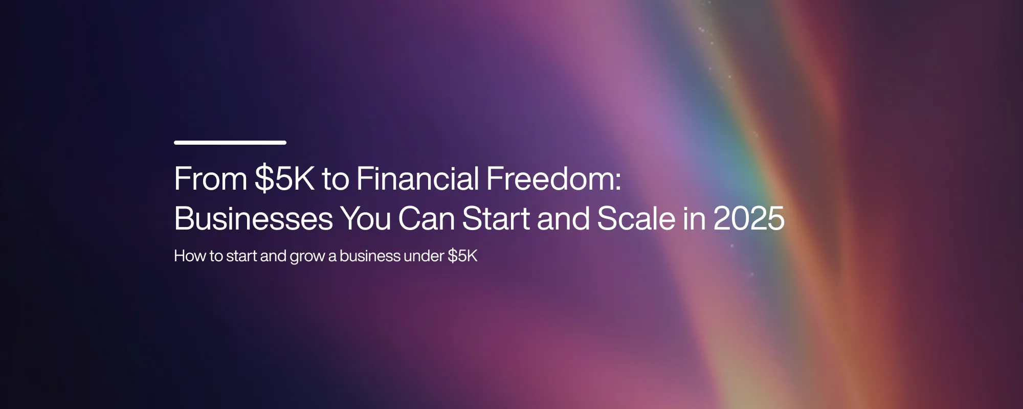 Cover image for From $5K to Financial Freedom: Businesses You Can Start and Scale in 2025